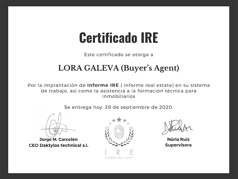 Lora Galeva IRE Certificate